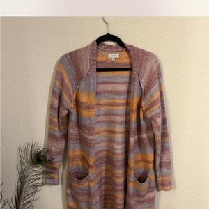 Lucky Brand Pink and Yellow Striped Cardigan